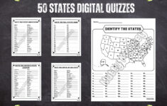 50 Staaten Quiz Test Arbeitsblatt -Usa- Geographie - Sozialkunde for Usa Map Quiz Printable