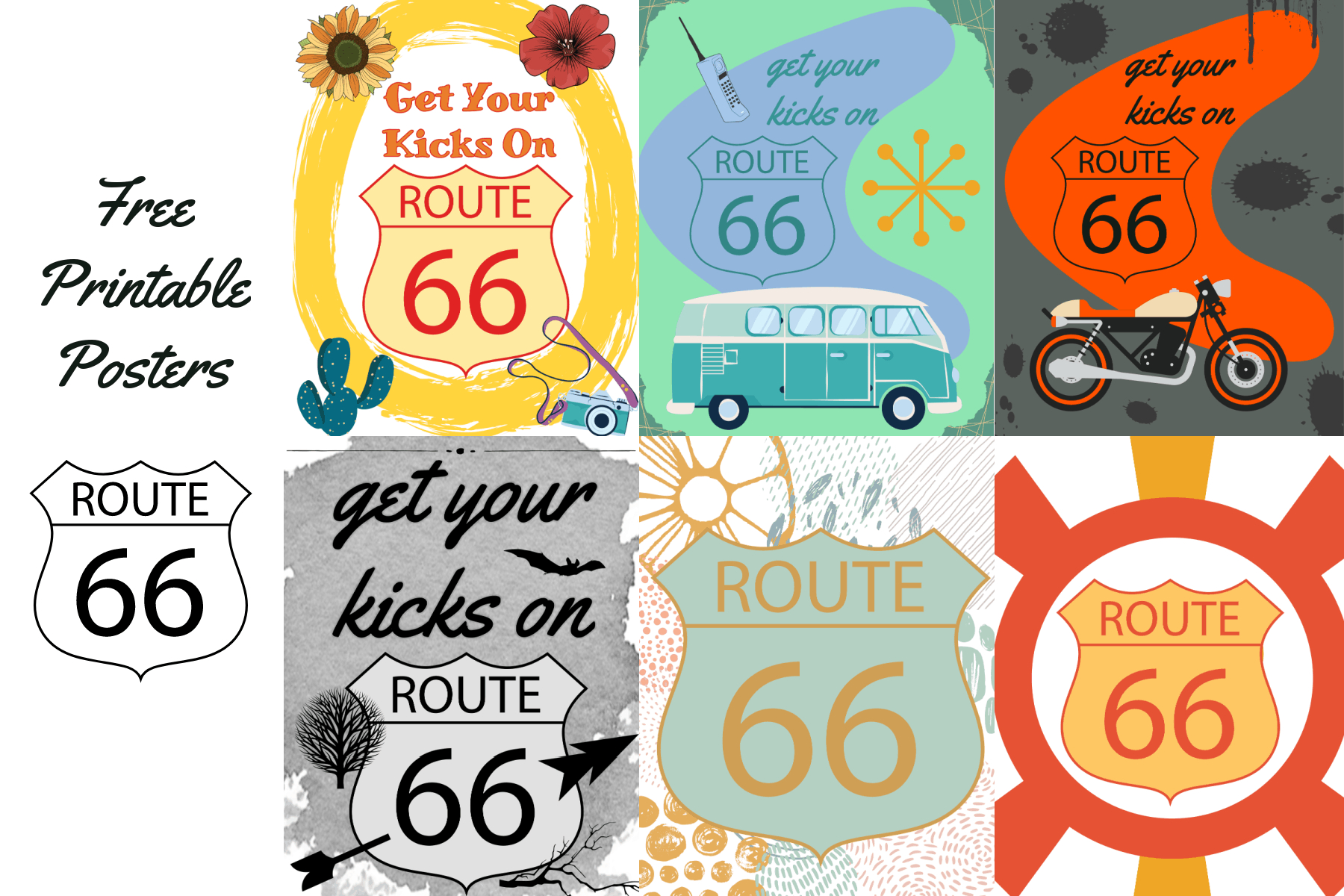 6 Free Printable Route 66 Travel Wall Art Gallery Prints! with regard to Free Printable Map of Route 66 USA