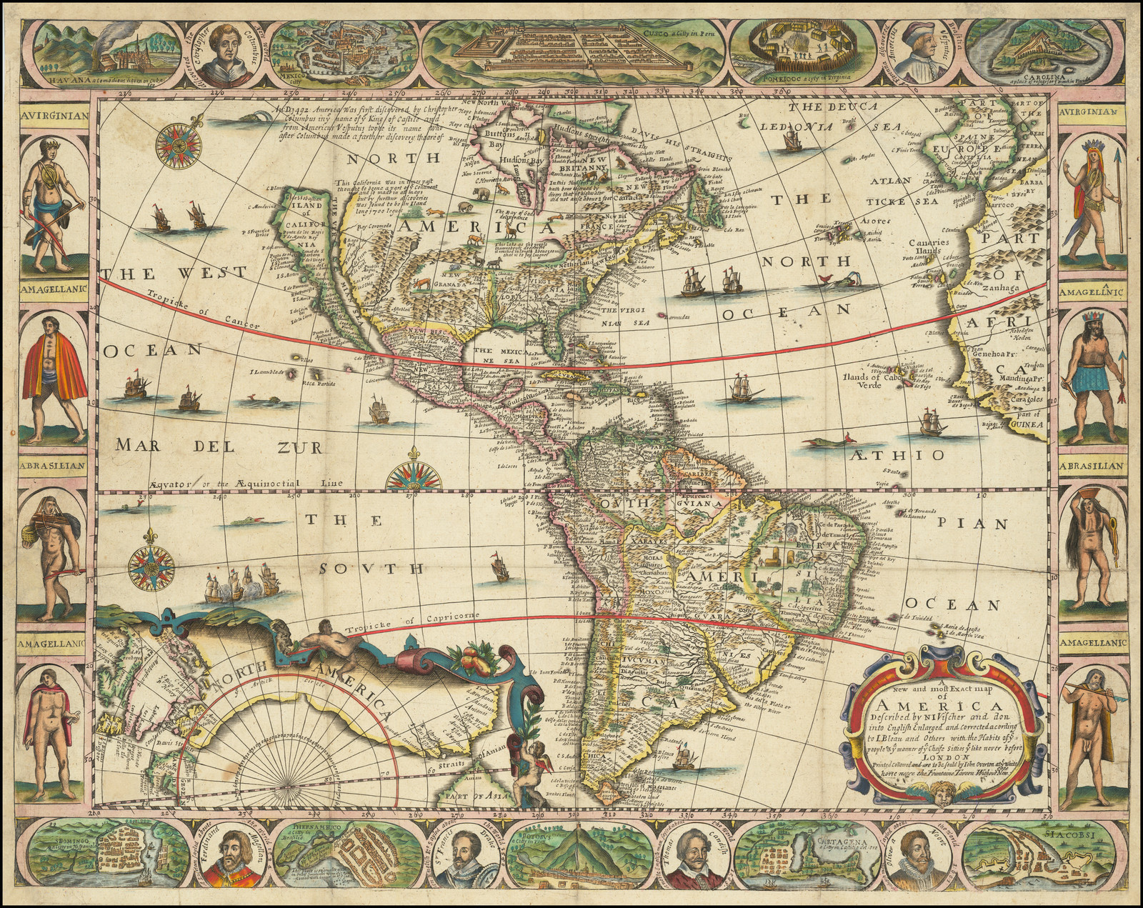 A New And Most Exact Map Of America: Describedn. I. Visscher with regard to USA Map 1620 Printable
