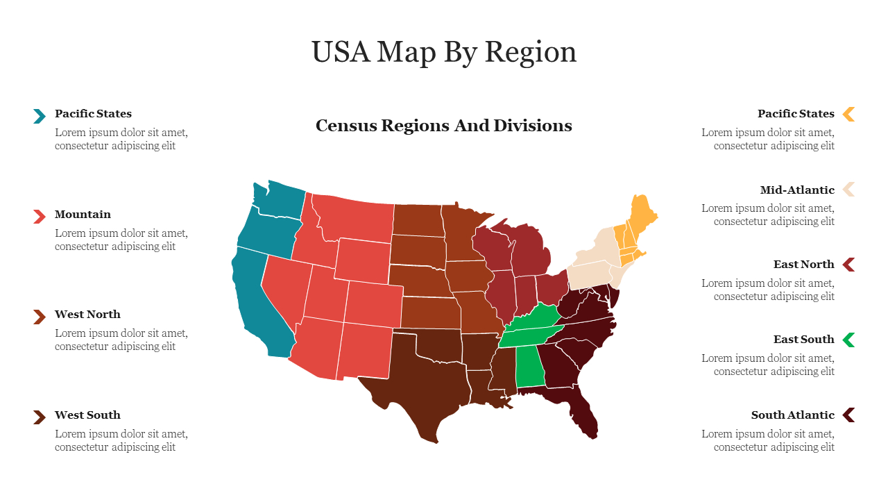 Add To Cart Usa Mapregion Presentation Template Slide with regard to Usa Map Regions Printable