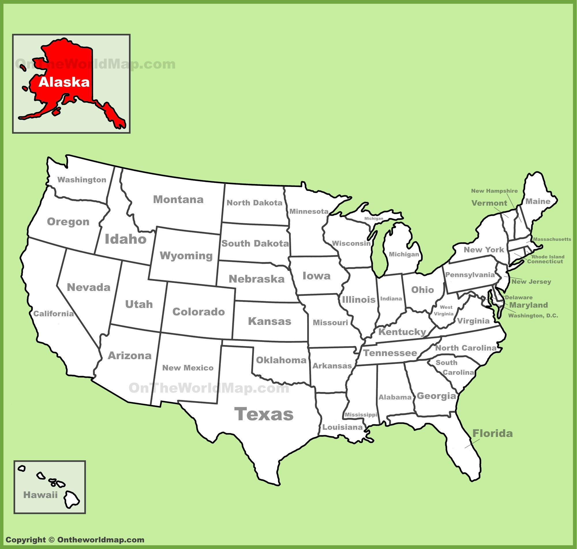Alaska Location On The U.s. Map - Ontheworldmap intended for Printable USA Map That Has Alaska in Place