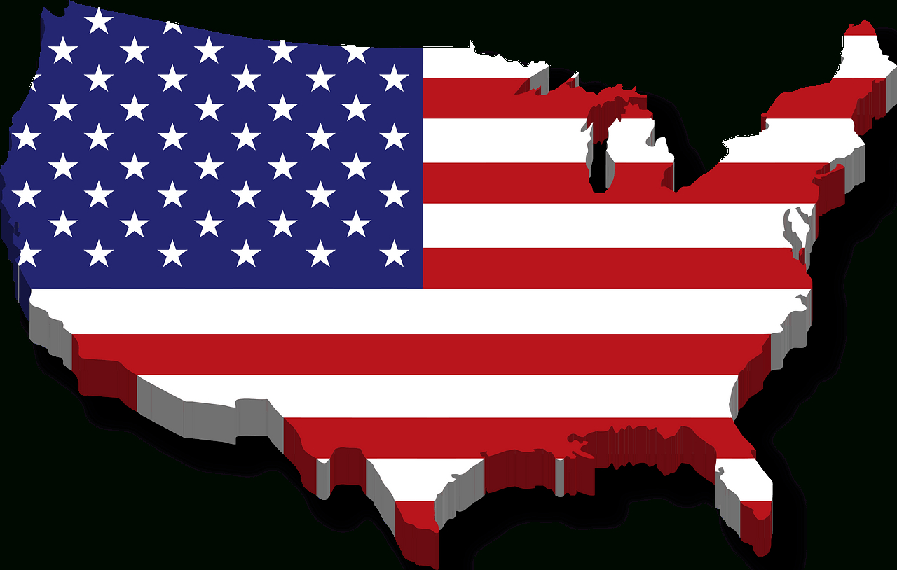 America Flag Map 3D Drop Shadow - Free Vector Clipart Images On intended for 3D Printable USA Map with Flag
