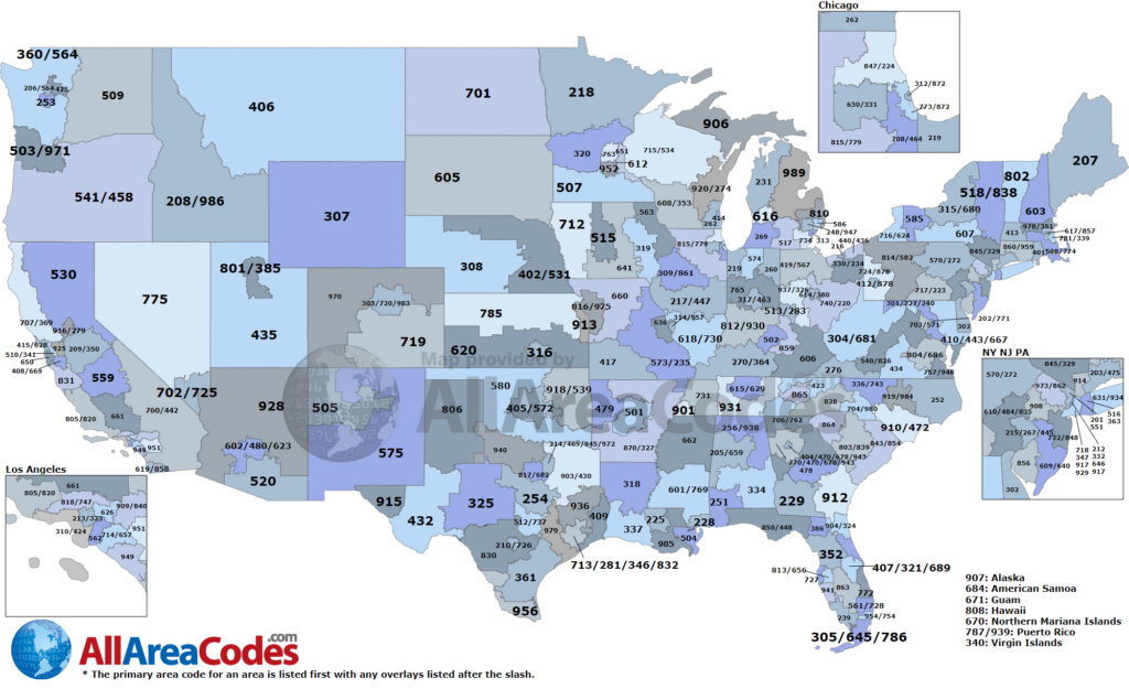 Area Code Map - Interactive And Printable With Printable Area Code Map ...