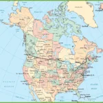 Bordering North America: A Map Of Usa And Canada'S Governmental Regarding Printable Usa Map With States And Canada