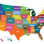 Bright Colors Usa Map Clip Art   United States Of America  Instant Throughout Color USA Map Printable