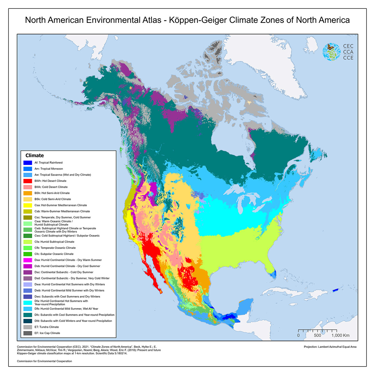 Climate Zones Of North America in Climate Map USA Printable
