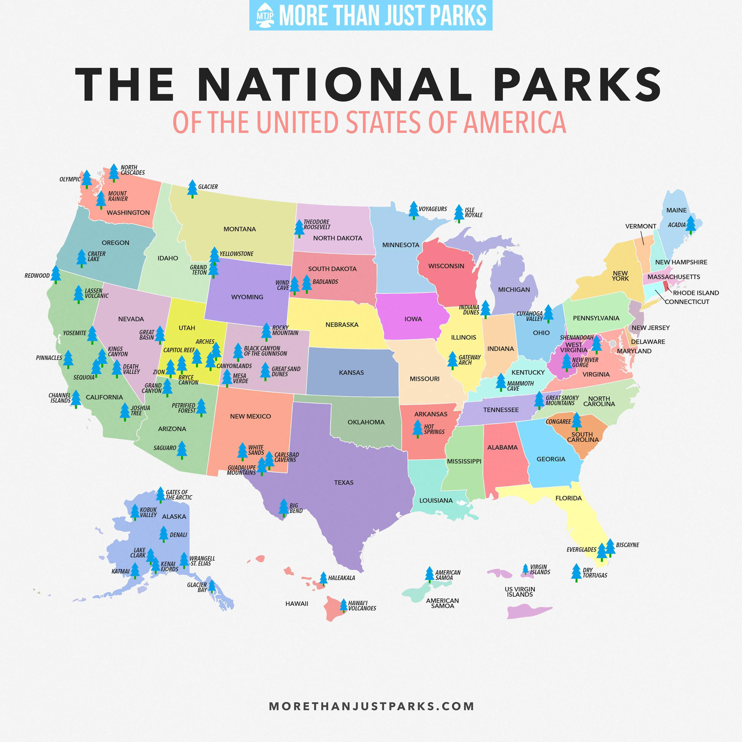 Complete National Parks List 2024 (+ Printable Map) in National Parks Map Usa Printable