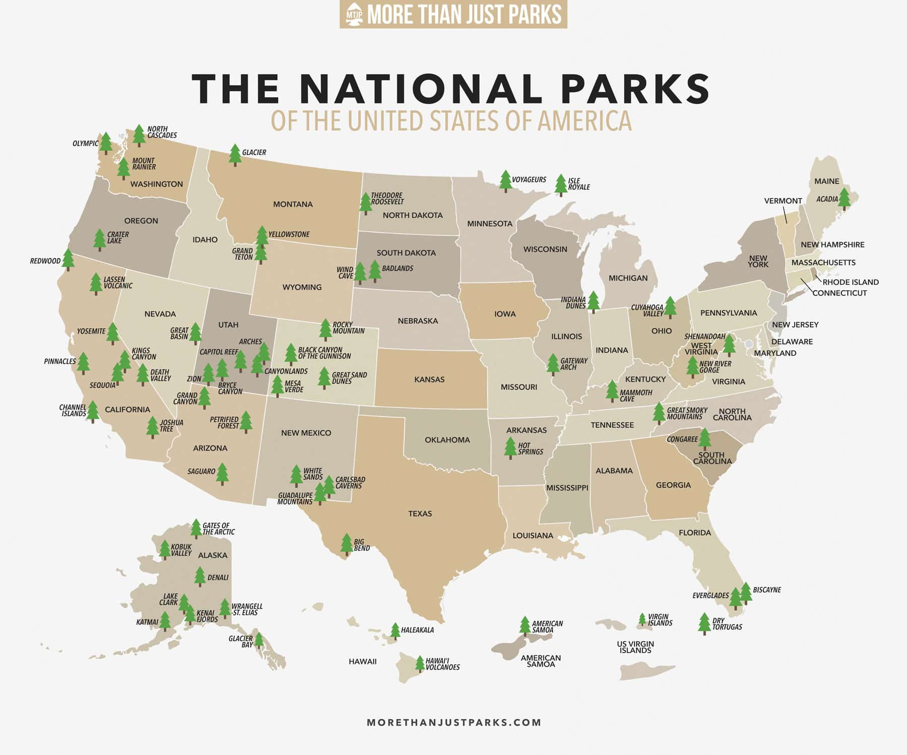 Complete National Parks List 2024 (+ Printable Map) intended for Map Of National Parks In Usa Free Printable