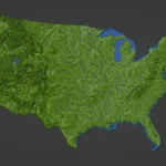 Contiguous Usa (Lower 48) Topographic Map With Hydrographic Intended For Printable Topographic Map Of USA