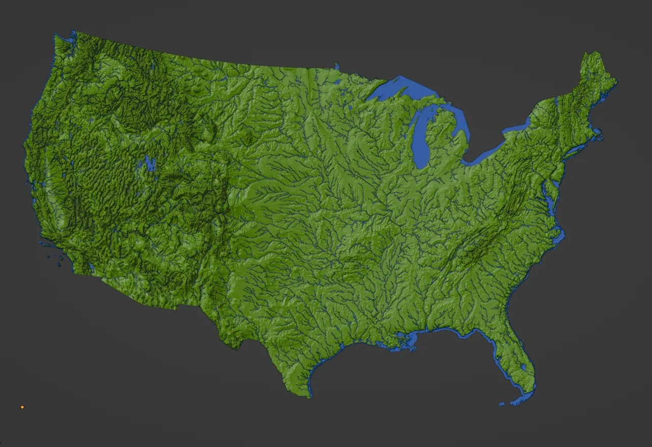 Contiguous Usa (Lower 48) Topographic Map With Hydrographic intended for Printable Topographic Map of USA
