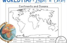 Continents And Oceans | Color And Label Blank World Map for Usa Map 7 Continents Printable To Fill In