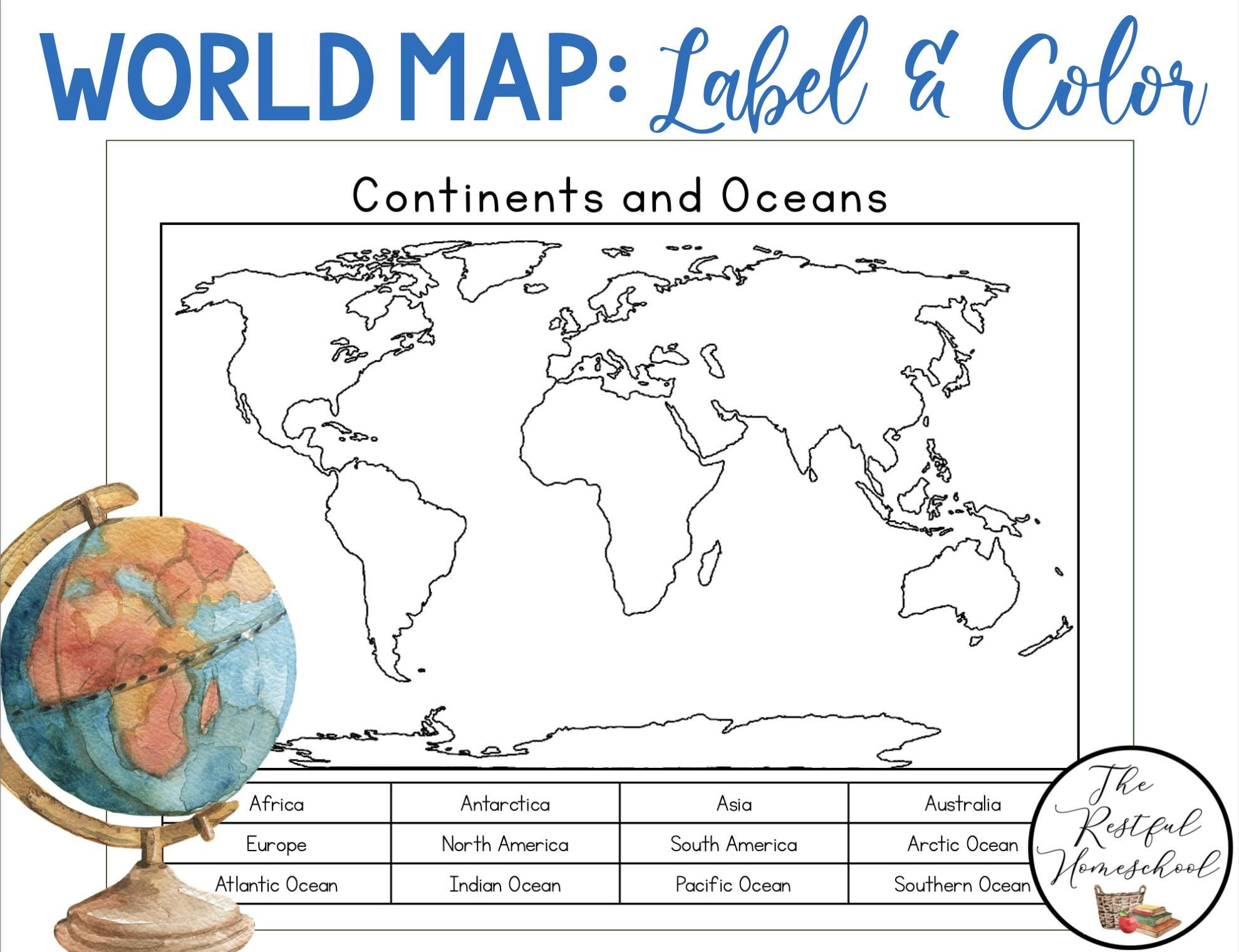 Continents And Oceans | Color And Label Blank World Map for Usa Map 7 Continents Printable To Fill In