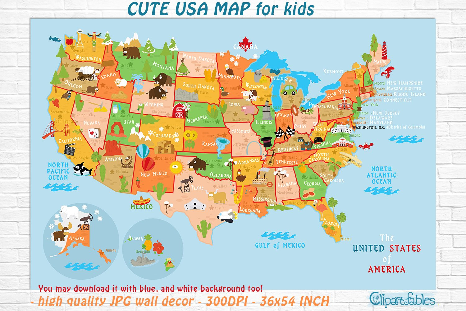 Cute Printable Usa Map For Kids - Gender Neutral Room Decor for Usa Map For Kids Printable