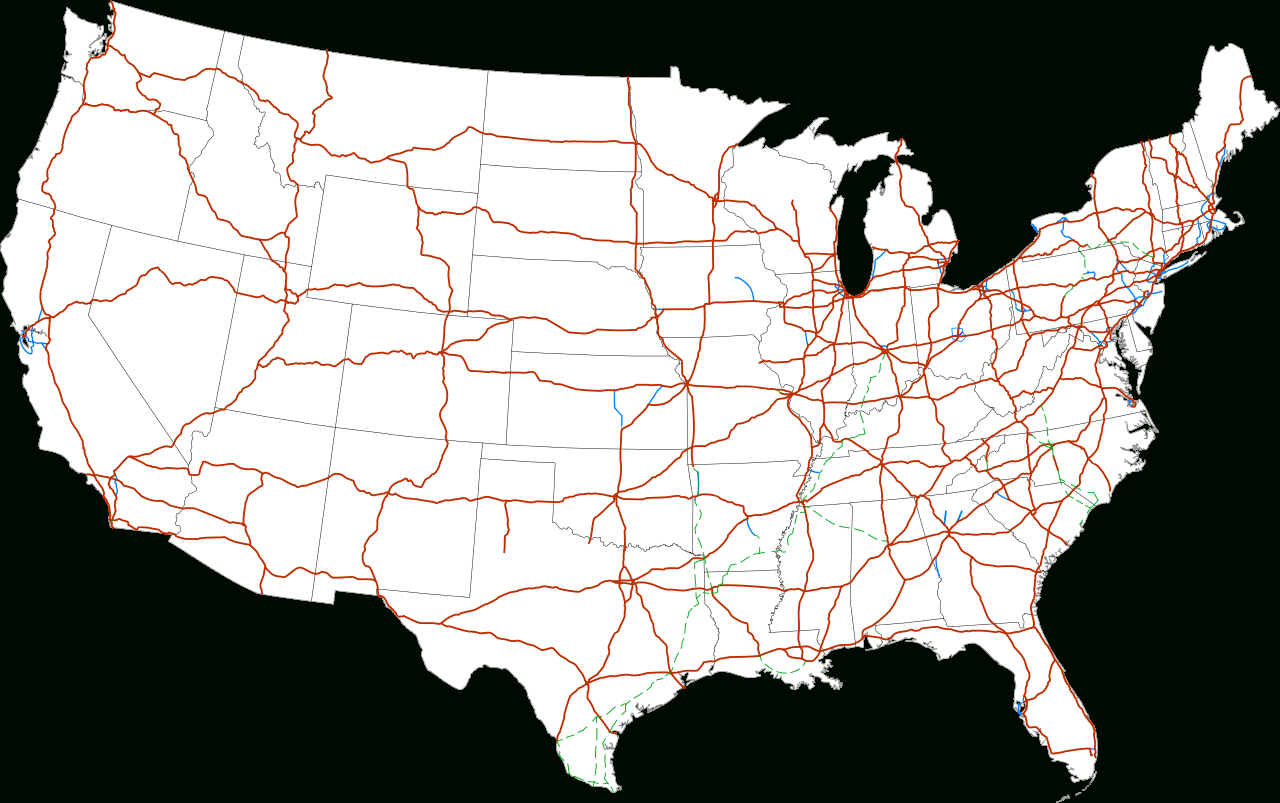 Datei:map Of Current Interstates.svg – Wikipedia intended for Printable Usa Map With Interstates