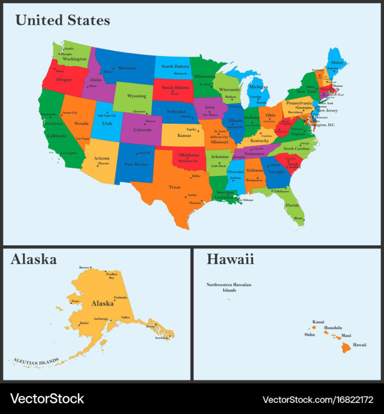 Printable Map Of USA With Alaska And Hawaii | Printable Map Of USA