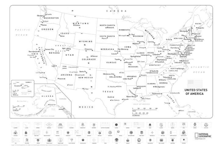 USA Map Coloring Page Free Printable