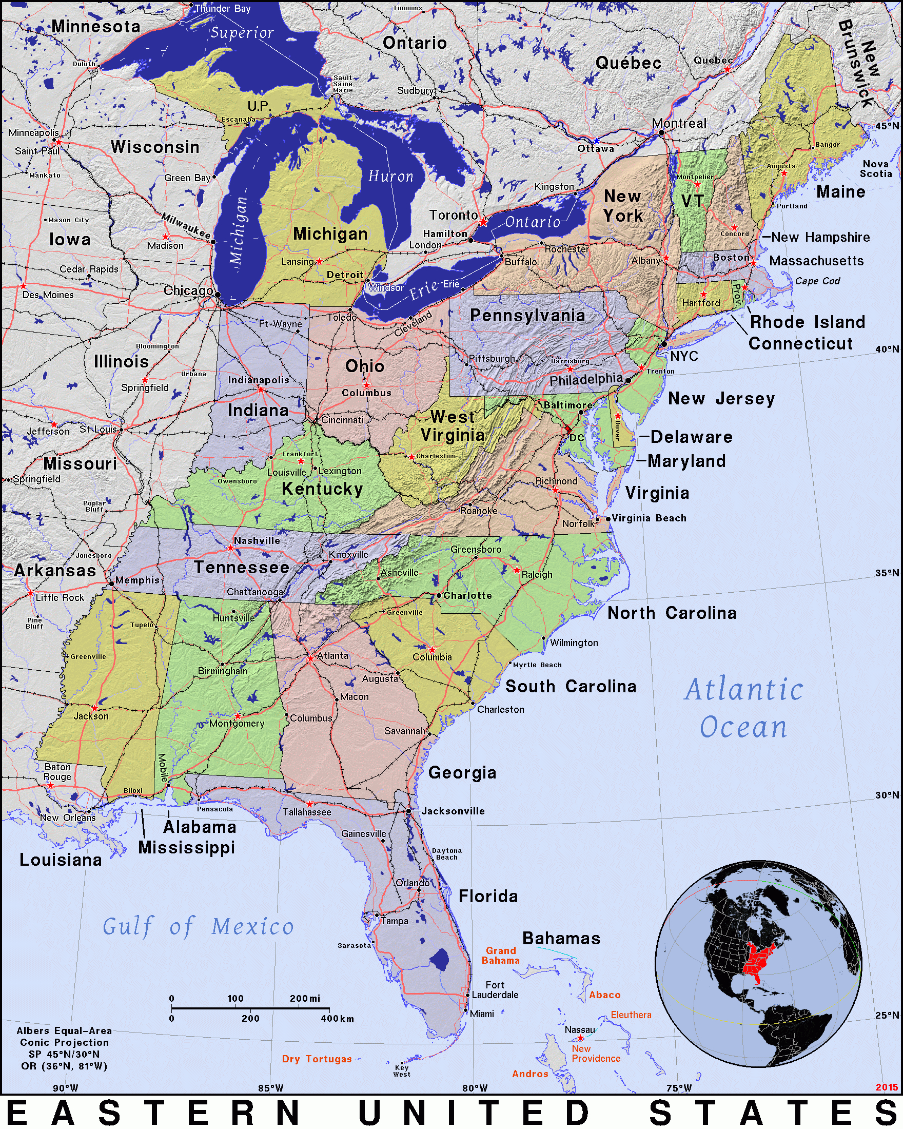 Eastern United States · Public Domain Mapspat, The Free, Open for Printable Map of USA Eastern Half