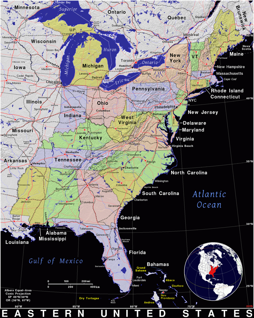 Eastern United States · Public Domain Mapspat, The Free, Open inside Printable Map Of Eastern Usa