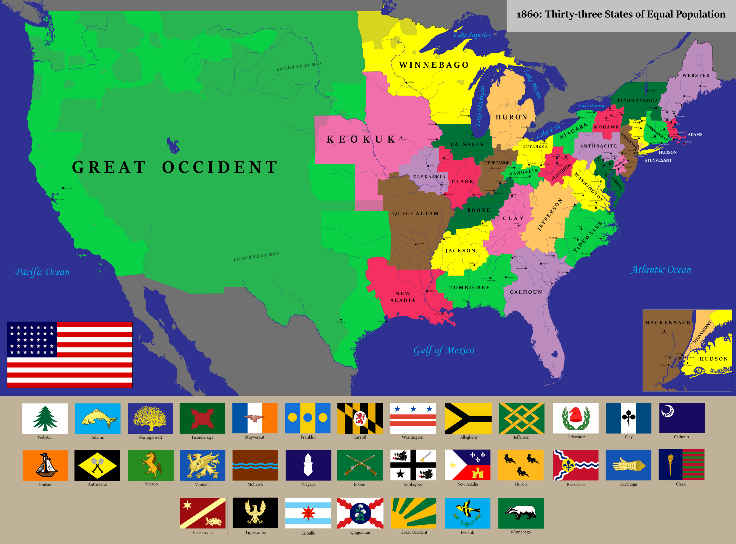 Equal-Population States, Part Viii: 33 States Of Equal Population inside Map of USA in 1860 with 34 States