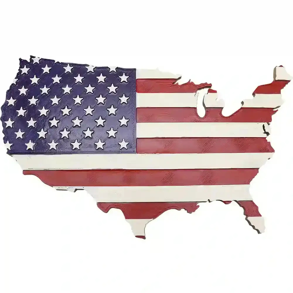 🗺️ United States Map &amp;amp; Flag Souvenir・ Stl File For 3D Printing within 3D Printable Usa Map With Flag