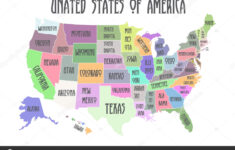 Farbige Plakatkarte Der Vereinigten Staaten Von Amerika Mit intended for Map of USA with State Names Printable