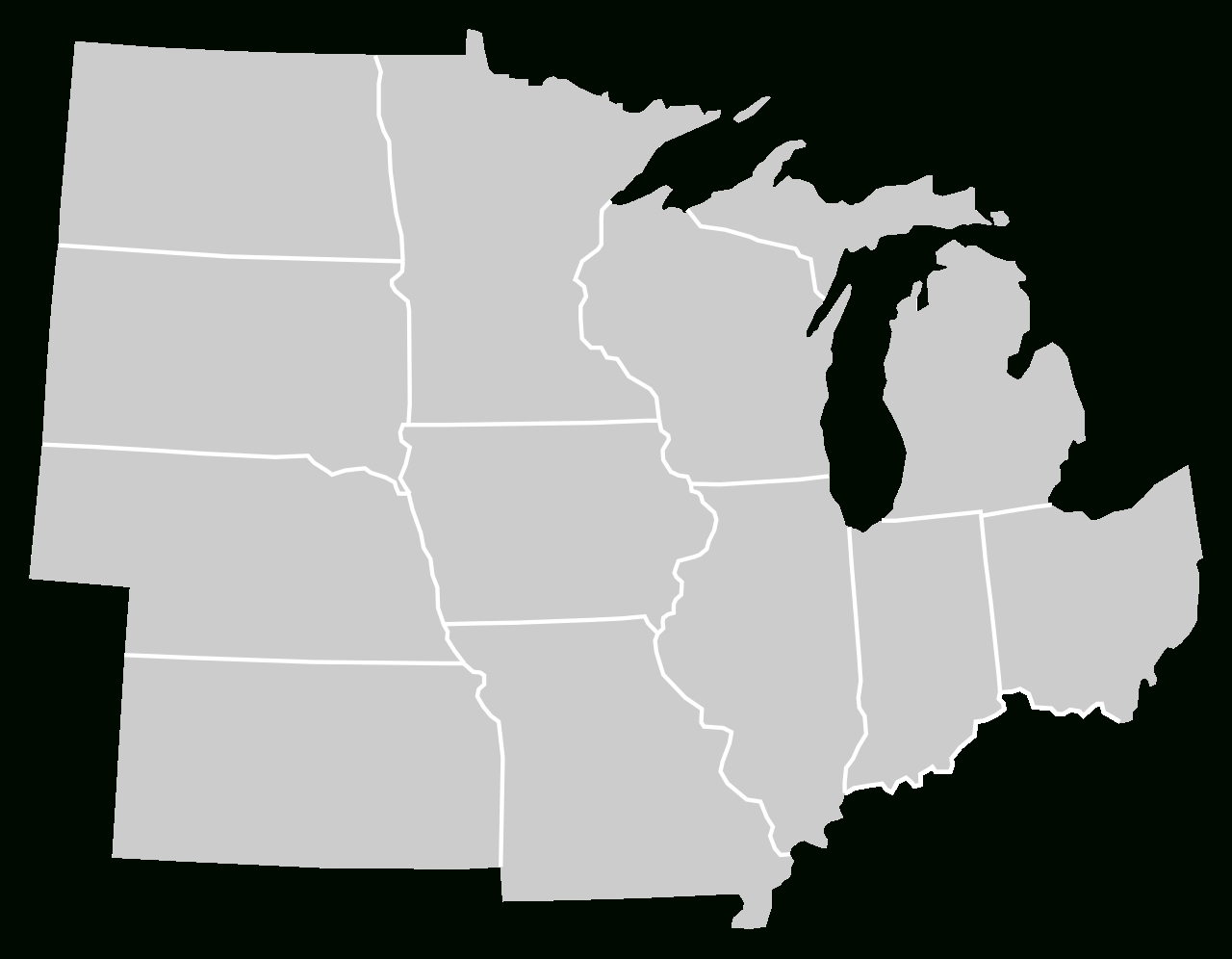 File:blankmap-Usa-Midwest.svg - Wikimedia Commons regarding Map of Midwest USA Printable