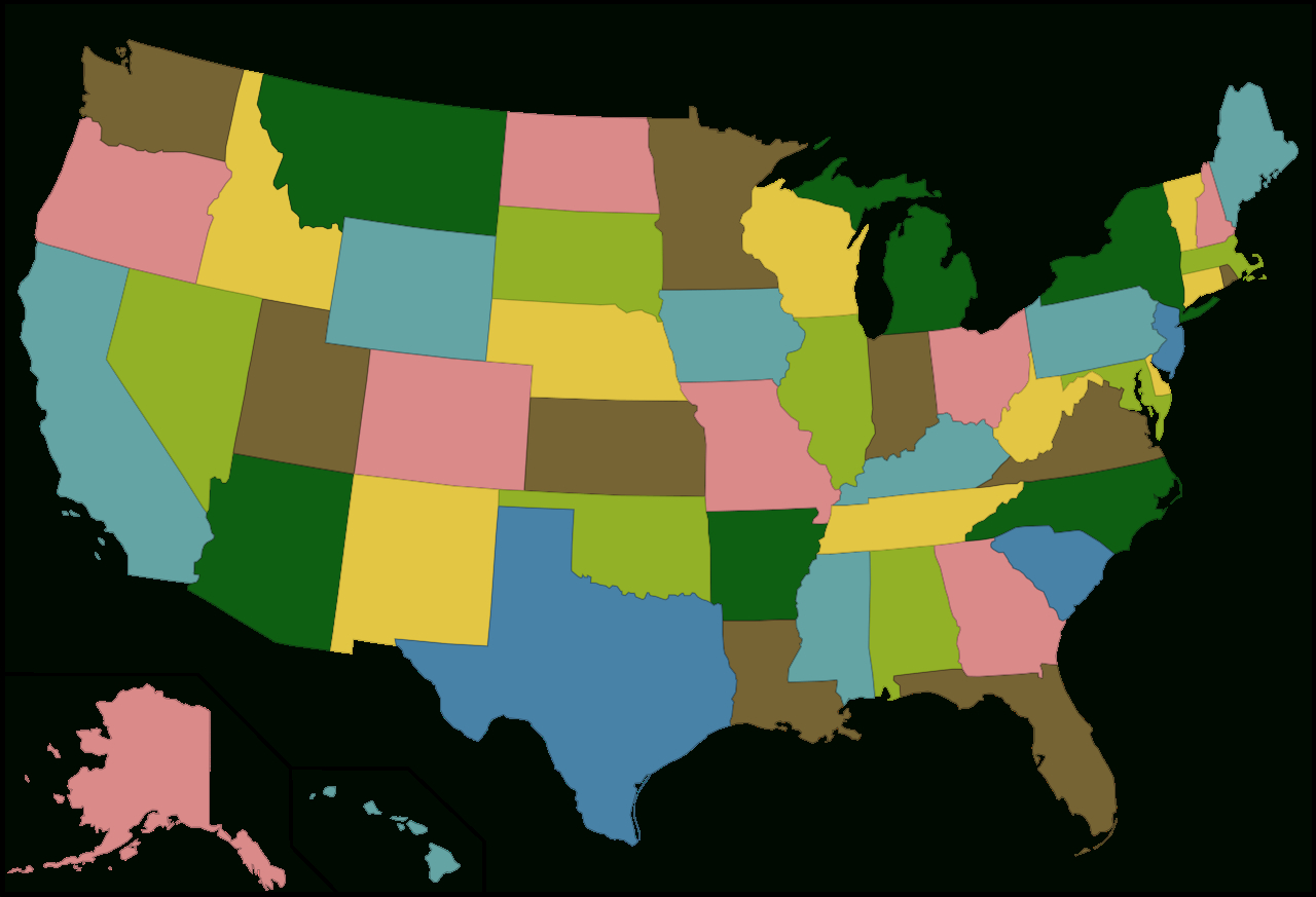 File:color Us Map With Borders.svg - Wikimedia Commons inside Printable Color Map of USA