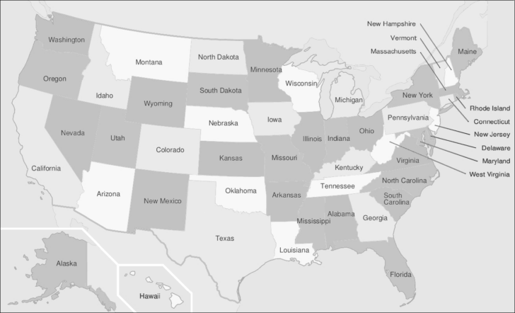 Printable Map of the USA with Names