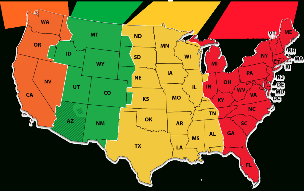 Printable USA Map With States And Time Zones | Printable Map Of USA