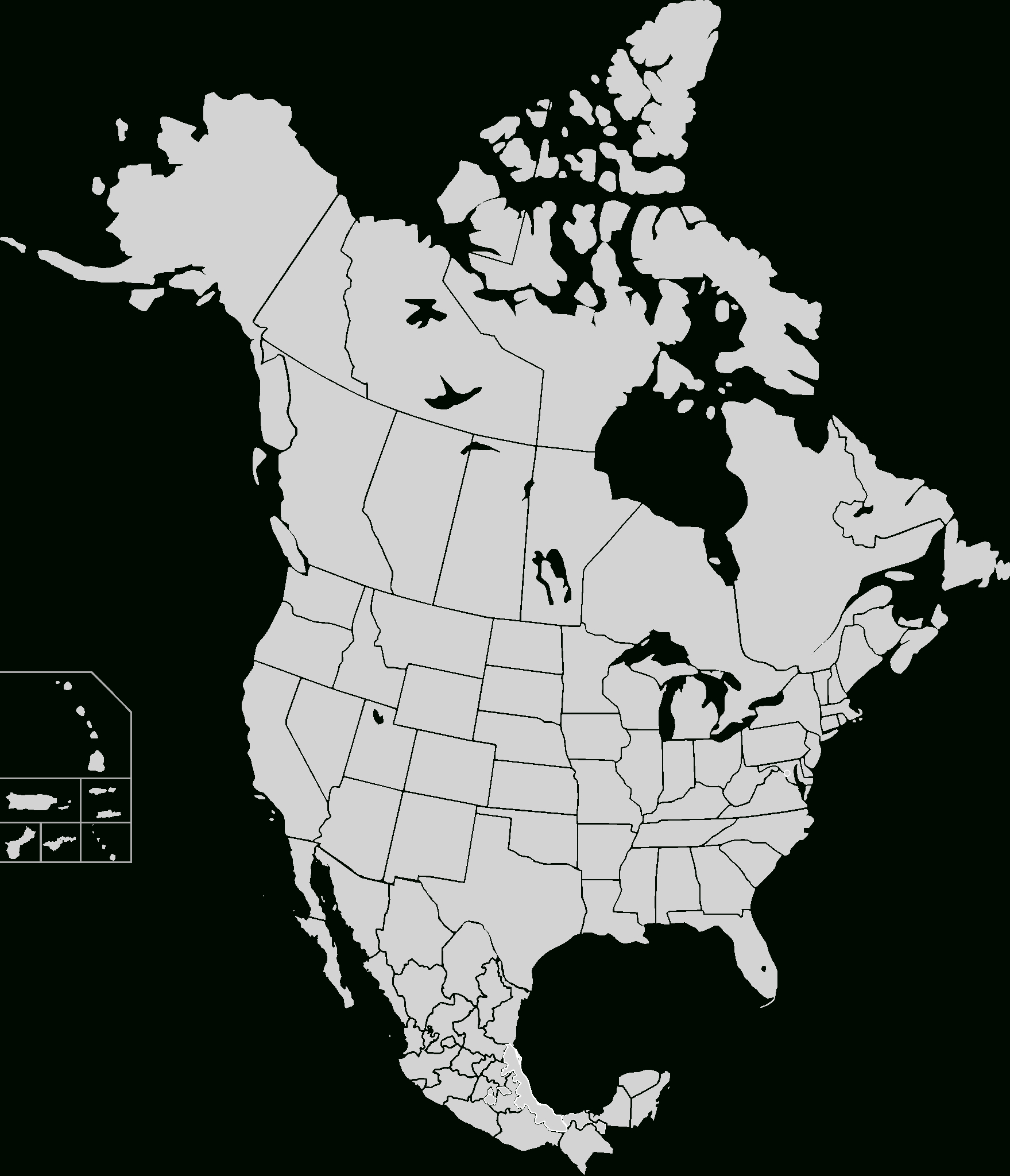 File:north America Second Level Political Division 2.Svg - Wikipedia regarding Printable Map Of Usa Canada And Mexico