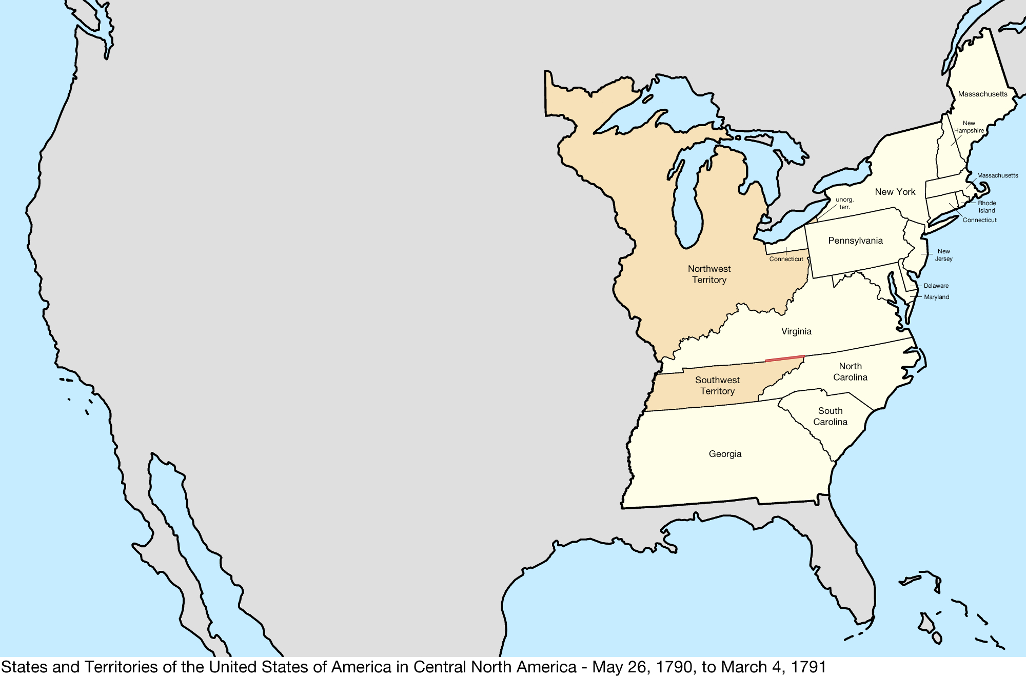 File:united States Central Map 1790-05-26 To 1791-03-04 in Printable Usa Map 1790