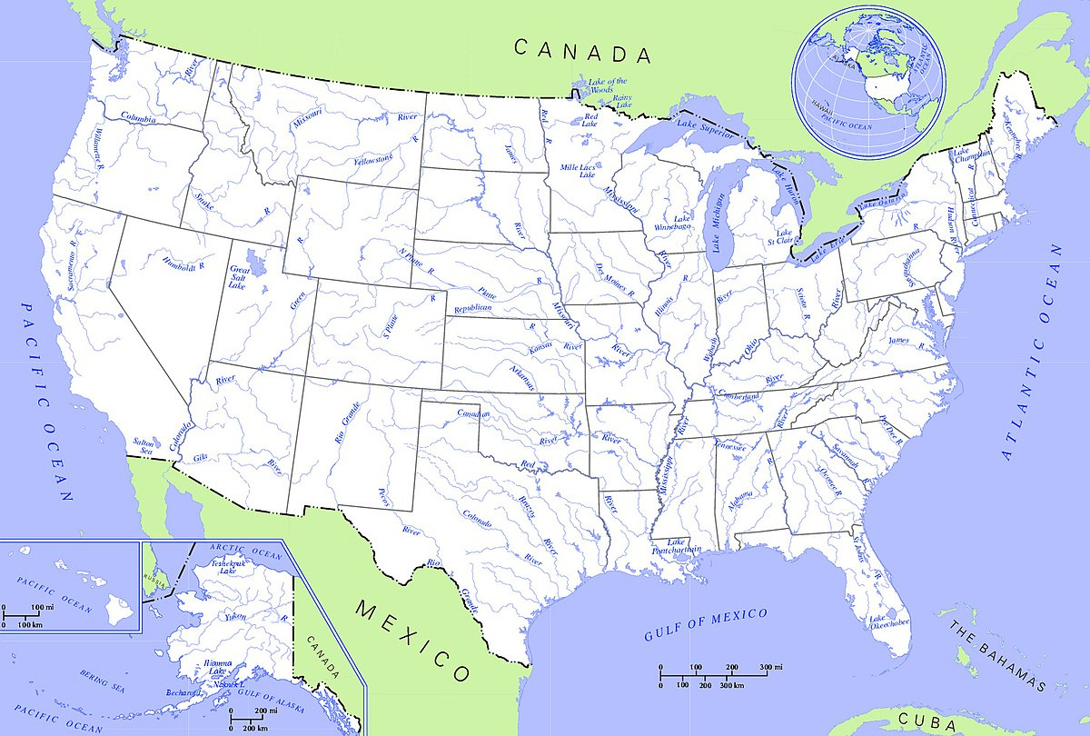 File:us Map - Rivers And Lakes2 - Wikipedia pertaining to USA Map with Rivers and Lakes Printable