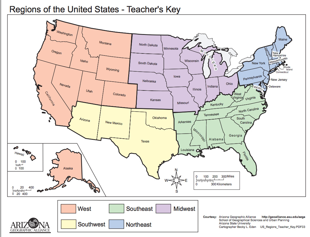 Five Regions Of The United States with Printable USA 5 Regions Map