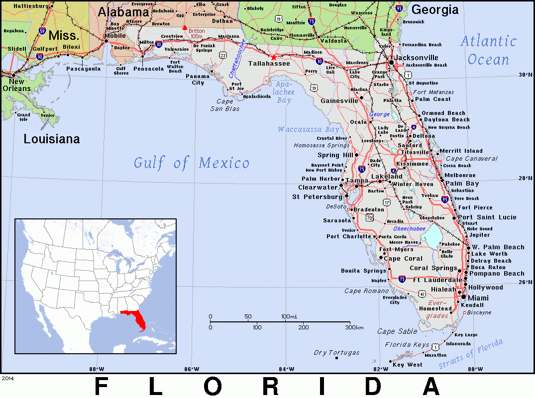 Fl · Florida · Public Domain Mapspat, The Free, Open Source inside Free Printable Map of Florida USA
