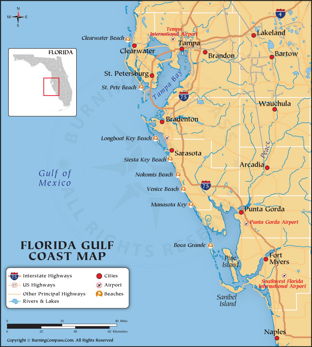 Florida Gulf Coast Map, Map Of Florida Gulf Coast regarding Gulf Coast Usa Map With Highways And Cities