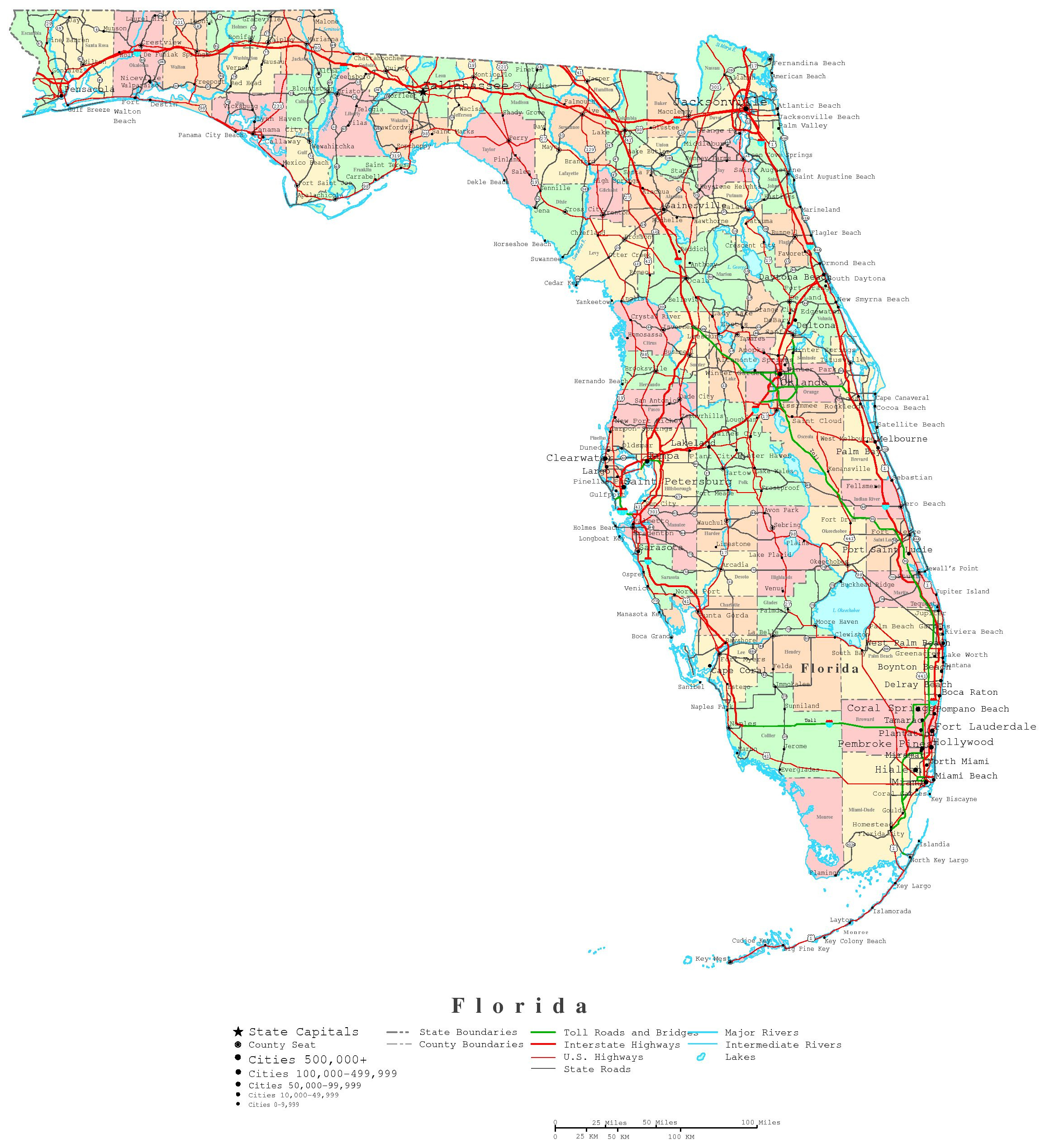 Florida Printable Map pertaining to Free Printable Map of Florida USA