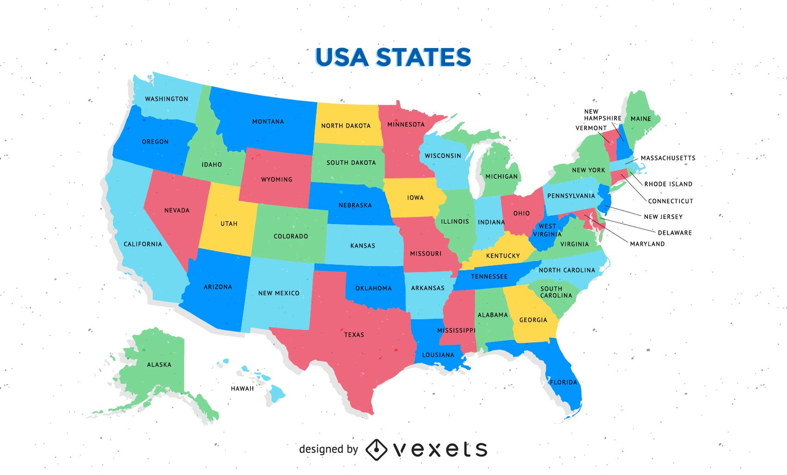 Free Colorful Usa Map With States Vector Vector Download intended for USA Map with Elements Printable