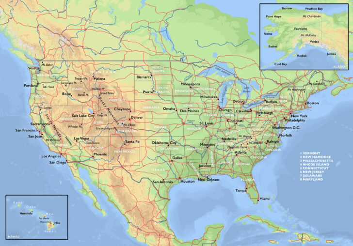 Printable Topographic Map of USA