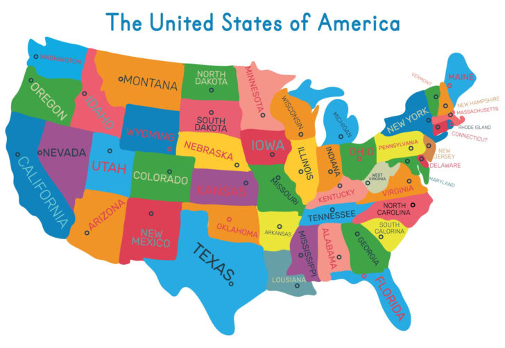 USA Map Printable For Kids