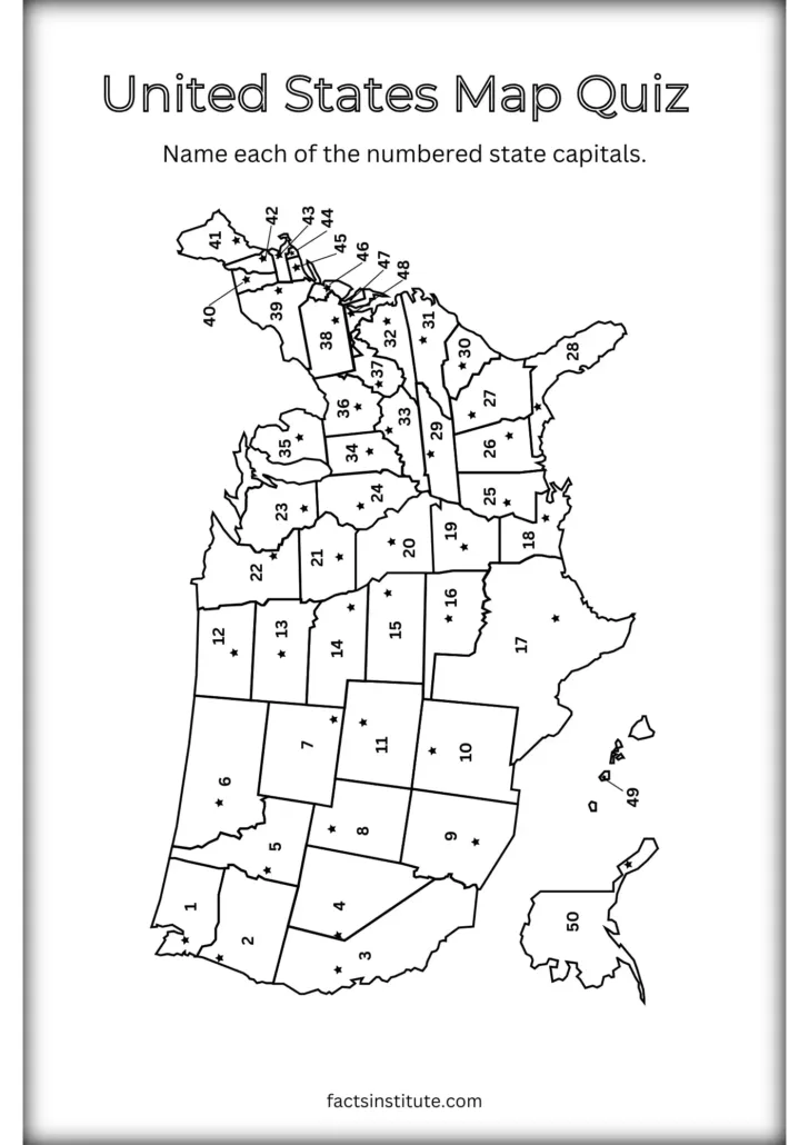 USA Map Test Printable