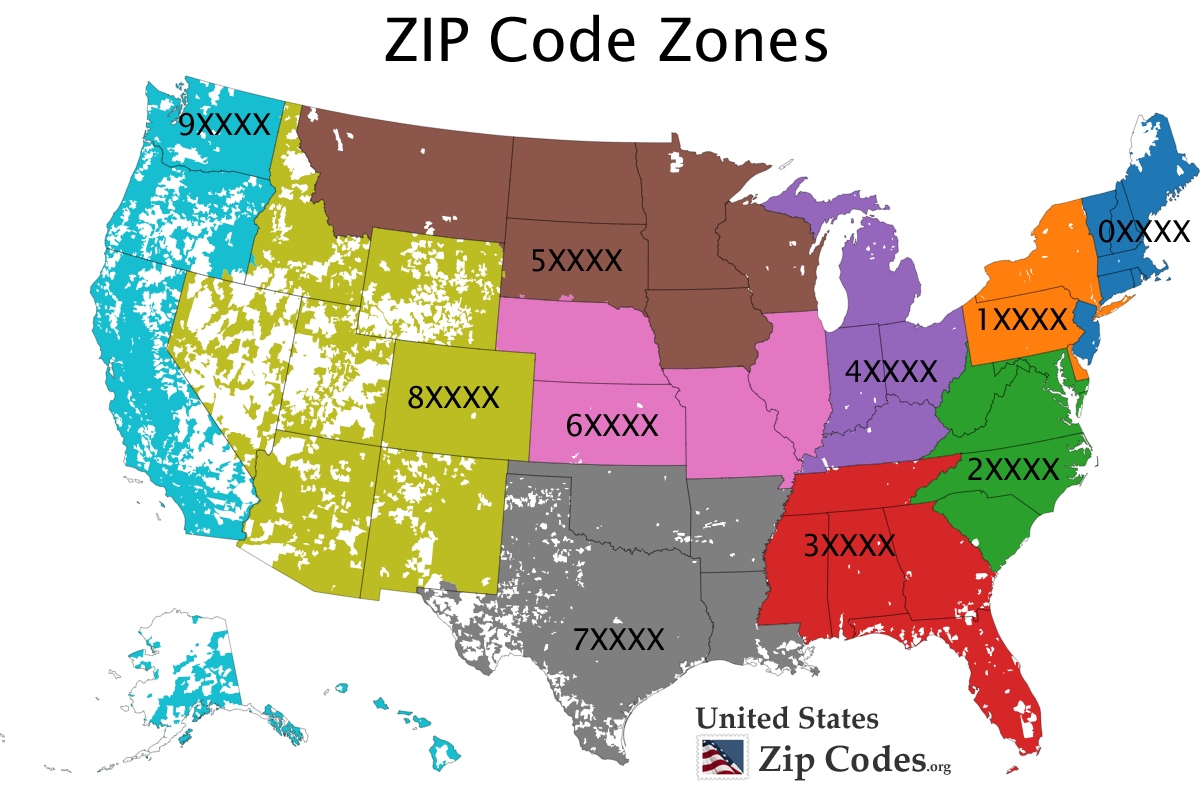 Free Zip Code Map, Zip Code Lookup, And Zip Code List with Area Codezones Map Usa Printable