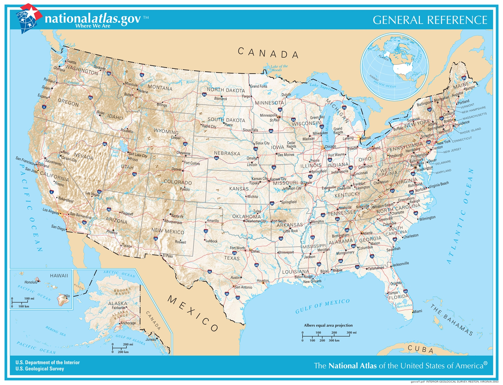 General Reference Printable Map | U.s. Geological Survey inside Map USA States Cities Printable