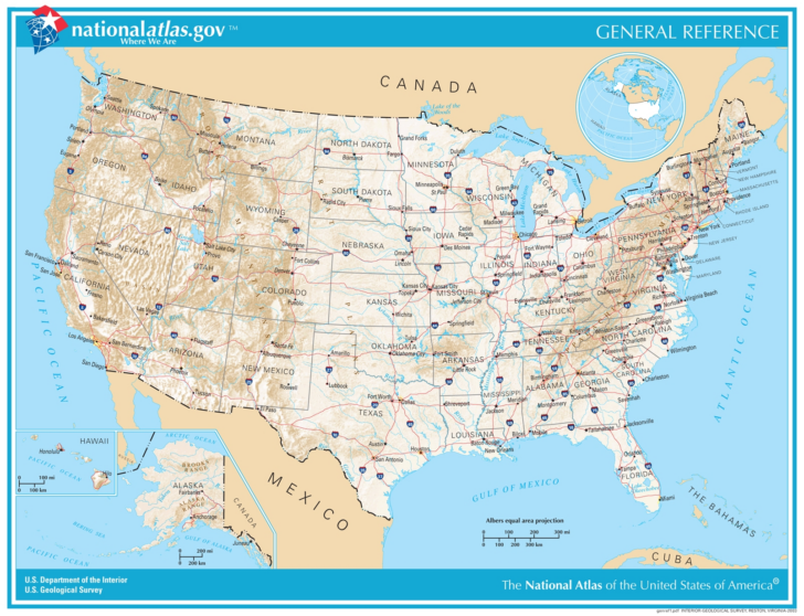 Map of USA with Cities Printable Free