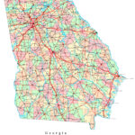 Georgia Printable Map Throughout Free Printable Map Of Georgia Usa