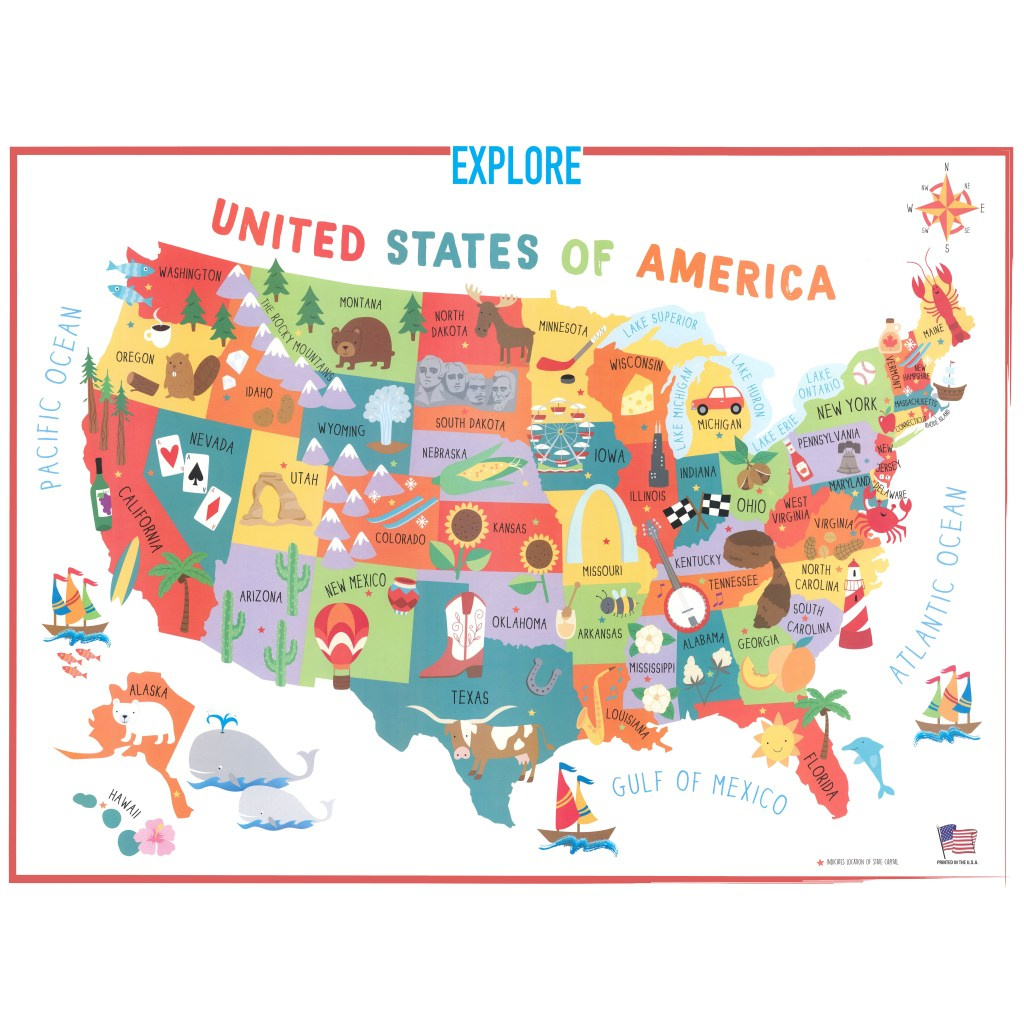 Illustrated Kids United States Map | Swiftmaps | Online Maps Store regarding USA Map Printable Kids