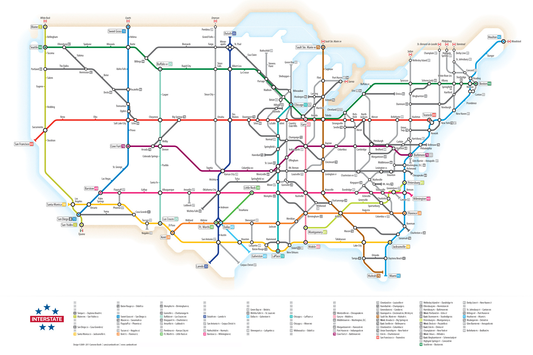 Infographic: U.s. Interstate Highways, As A Transit Map pertaining to USA Interstate Highway Map