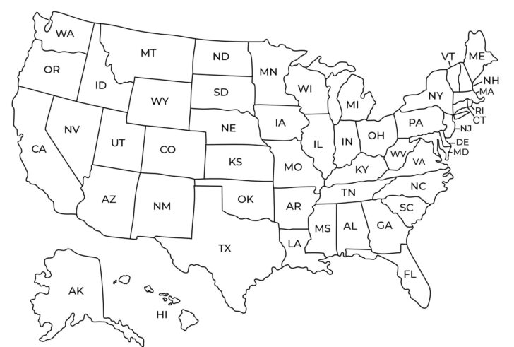 Map of the USA Printable