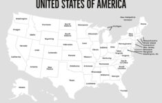 Landkarte Usa Mit 50 Bundesstaaten, Schwarz Weiß Landkarte Der Usa within Labeled Map of USA Black and White Printable