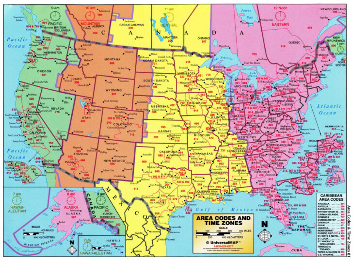 Time Zones Map USA Printable Free Version