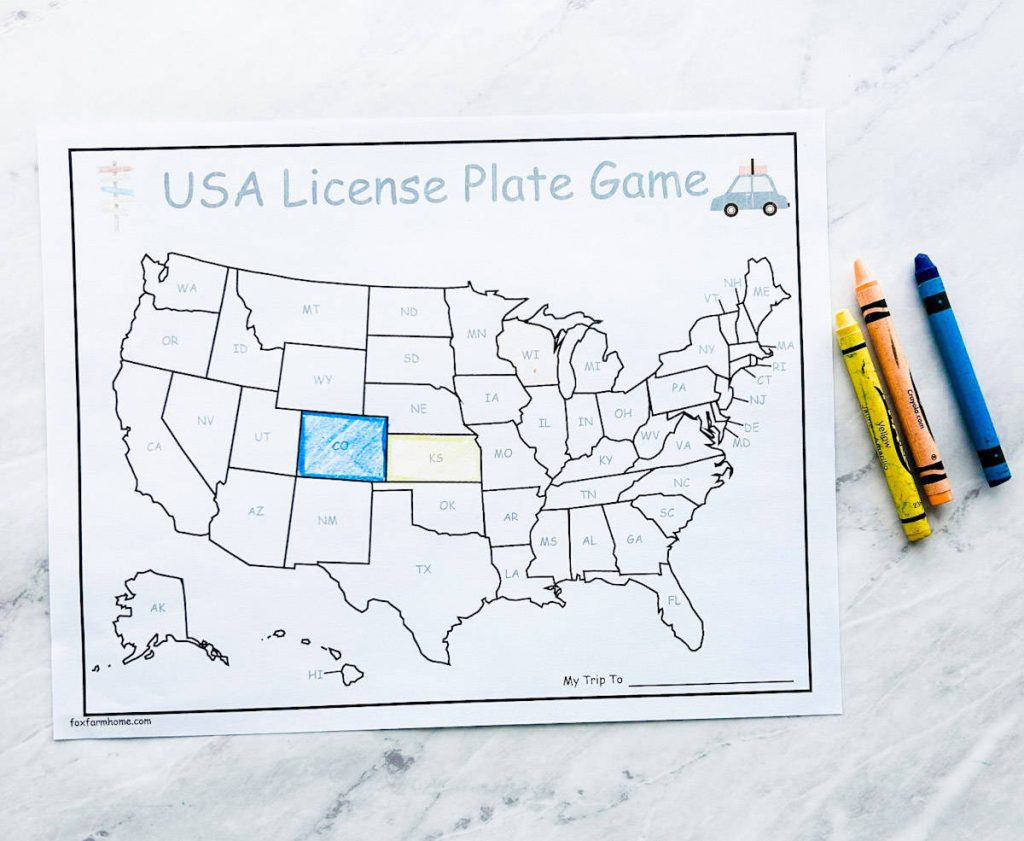 License Plate Game- Printable Road Trip Game For Kids - Fox Farm Home pertaining to Printable Usa Map For The License Plate Game